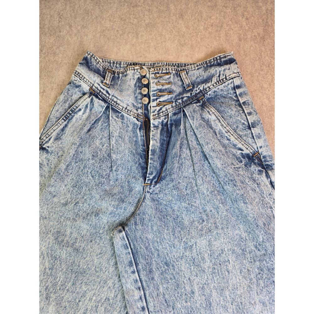 VTG 80s Jordache Studio Acid Wash Jeans High Waisted Pleated Yoke Waist Mom.